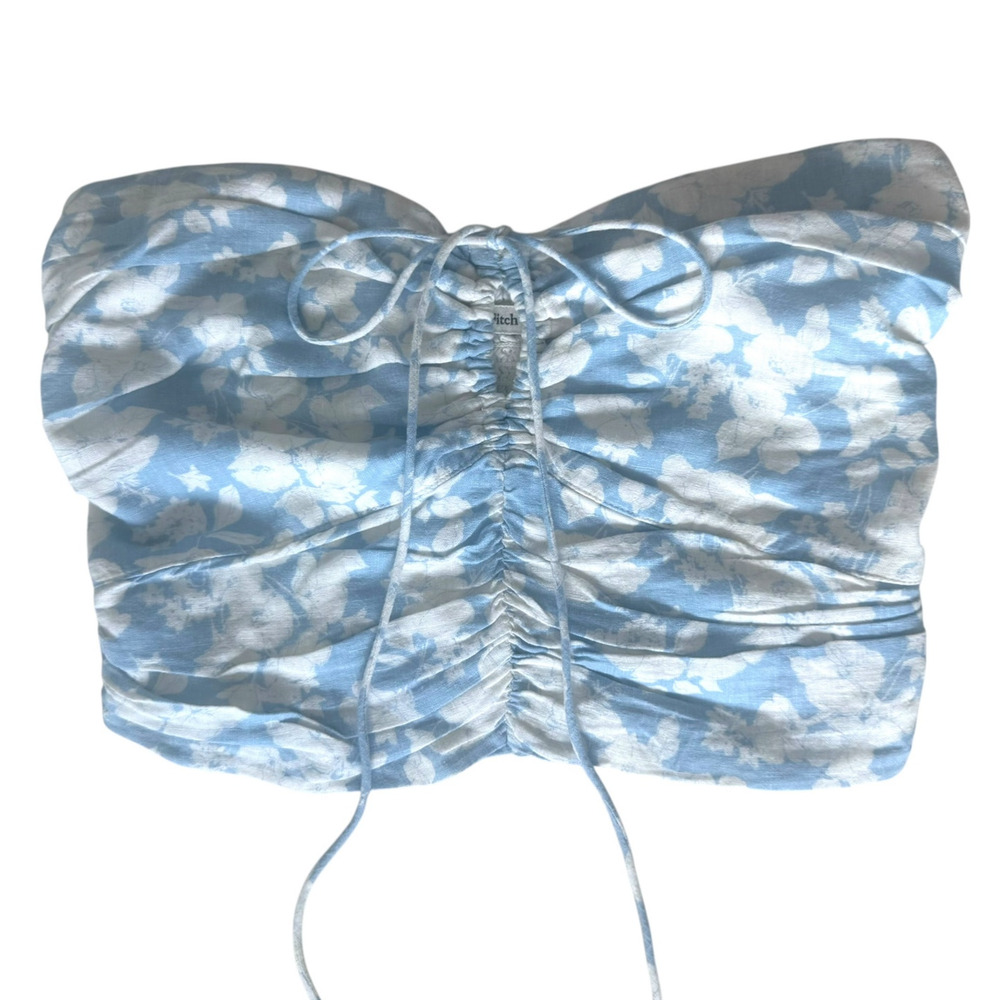 Abercrombie & Fitch Blue & White Floral Cinched Crop Top Size Small